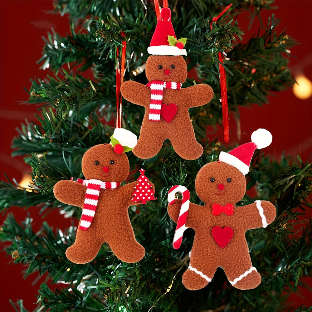 3pcs Gingerbread Man Ornaments For Christmas Tree