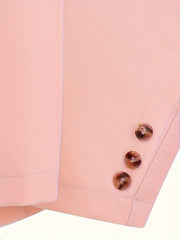  Solid Long Sleeve Lapel Collar Blazer
