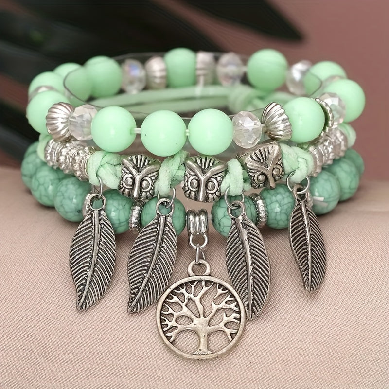 Bohemian Style Owl Beaded Bracelet For Party