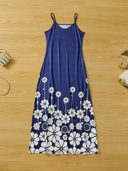  Floral Print V Neck Maxi Cami Dress