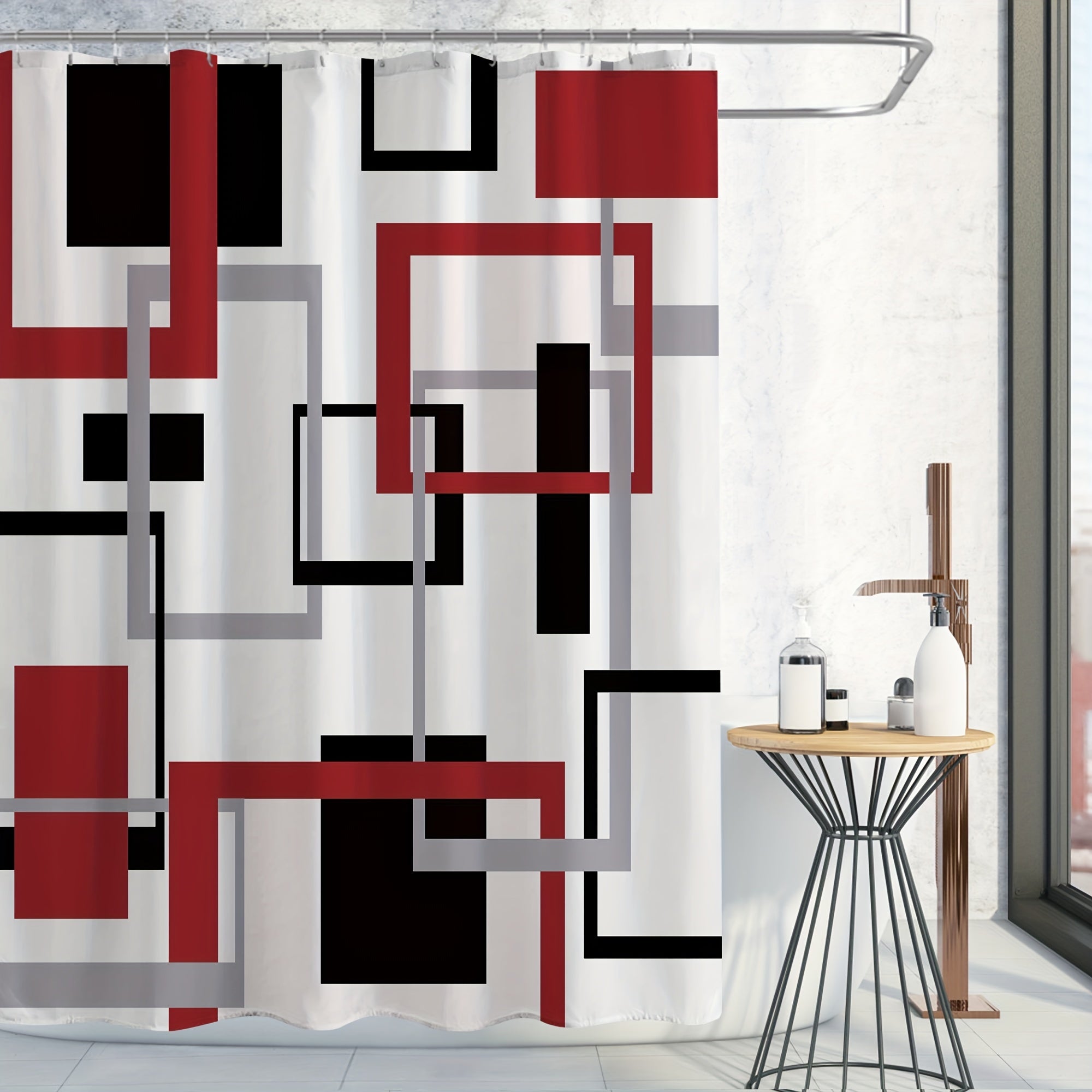 Mid Century Modern Geometric Shower Curtain Set