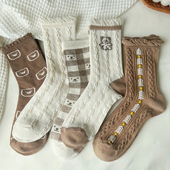 8 Pairs Cartoon Print Socks Women's Stockings & Hosiery