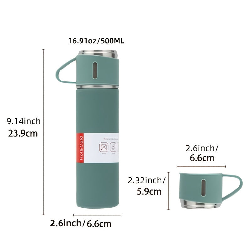 Stainless Steel Thermal Cup Set - Insulated Water Bottle Keeps Drinks Hot/Cold