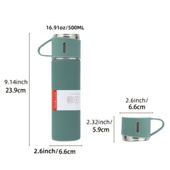 Stainless Steel Thermal Cup Set - Insulated Water Bottle Keeps Drinks Hot/Cold