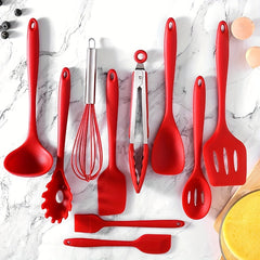 10pcs Silicone Kitchen Utensils Set Spoon Spatula Egg Beater Brush Baking Kit
