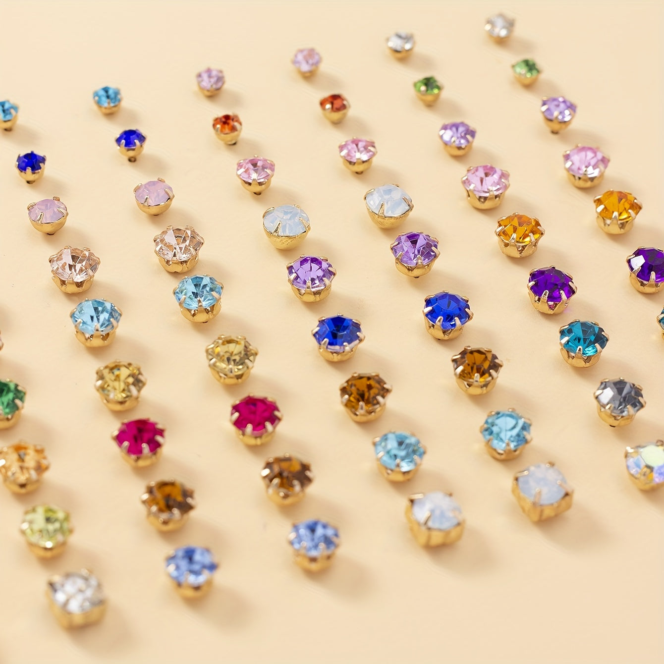 36 Pairs Colorful Rhinestone Stud Earrings for Daily Wear Accessories