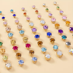 36 Pairs Colorful Rhinestone Stud Earrings for Daily Wear Accessories