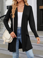  Solid Open Front Cardigan