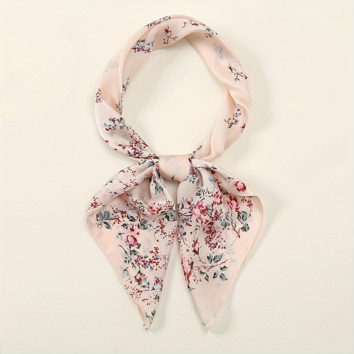 Satin Floral Print Bandana Scarf Neckerchief