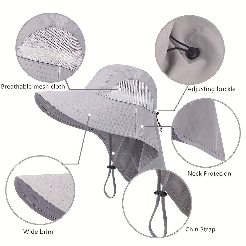 Mesh Boonie Hat with Neck Flap for Outdoor Activities