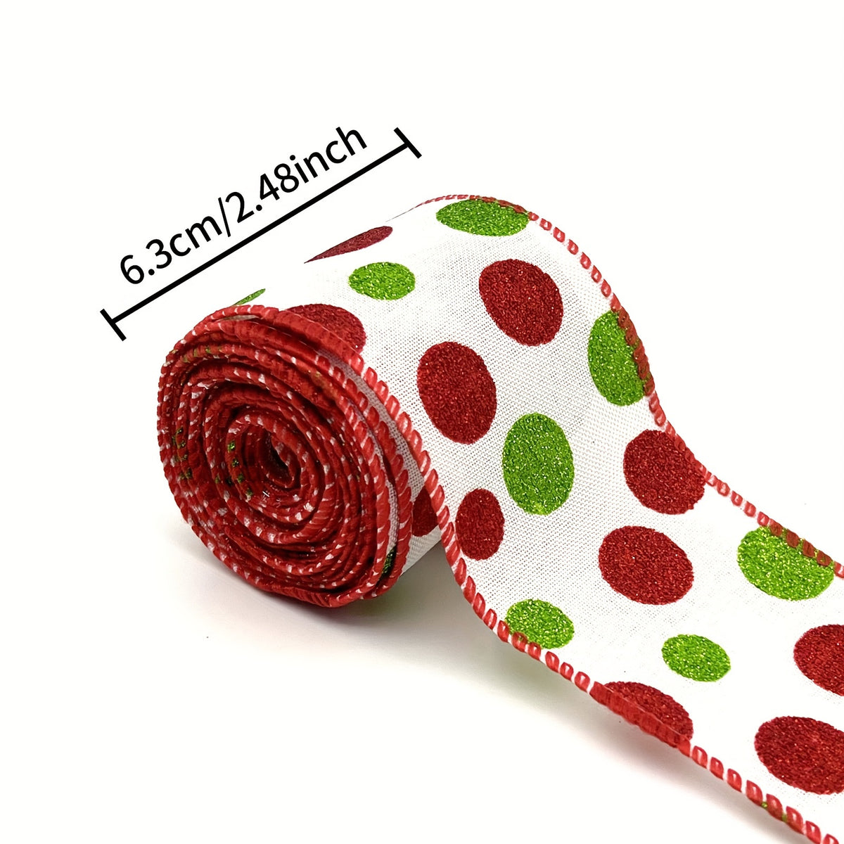 Christmas Dot Wired Edge Ribbons Green Red Dot Burlap Decorative Ribbons