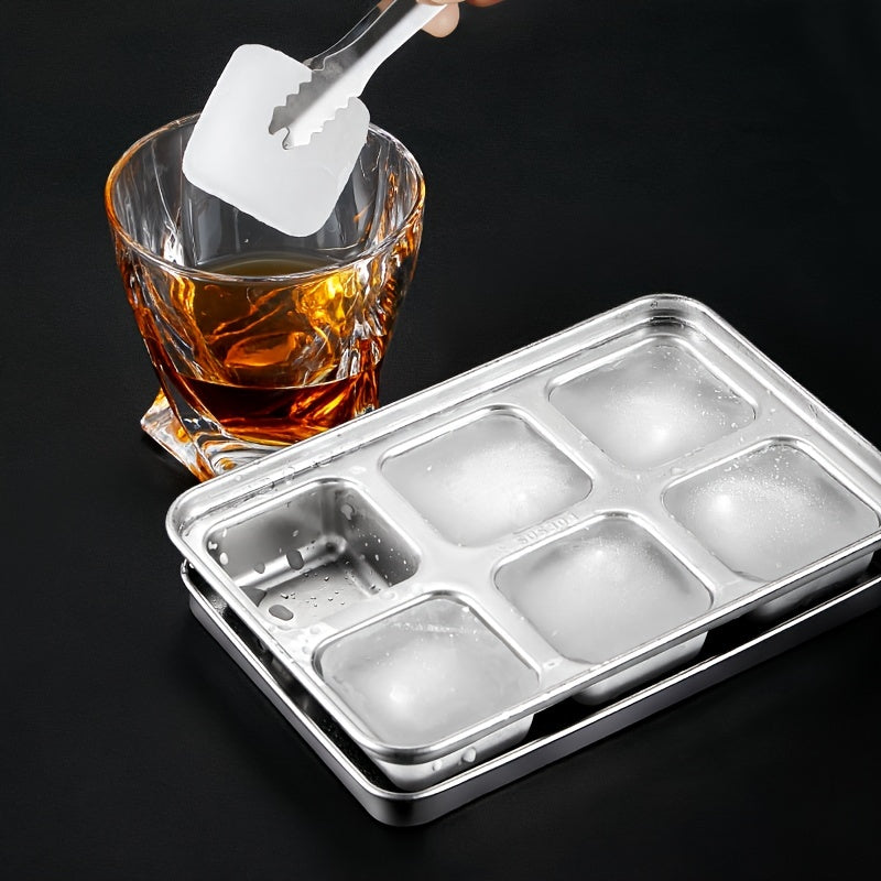 RYBACK Stainless Steel Ice Cube Mold Square Ice Tray with Lid