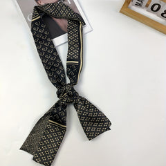 Y2K Geometric Print Silk Neckerchief Ribbon Scarf