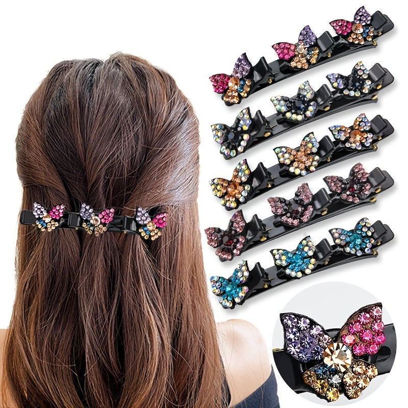 Vintage Rhinestone Butterfly Hair Clip for Women Girls