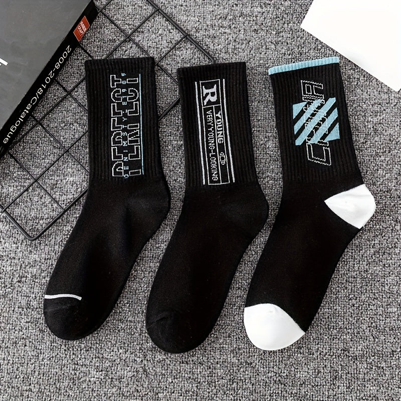5 Pairs Letter Print Socks Crew Mid Tube Women's Stockings