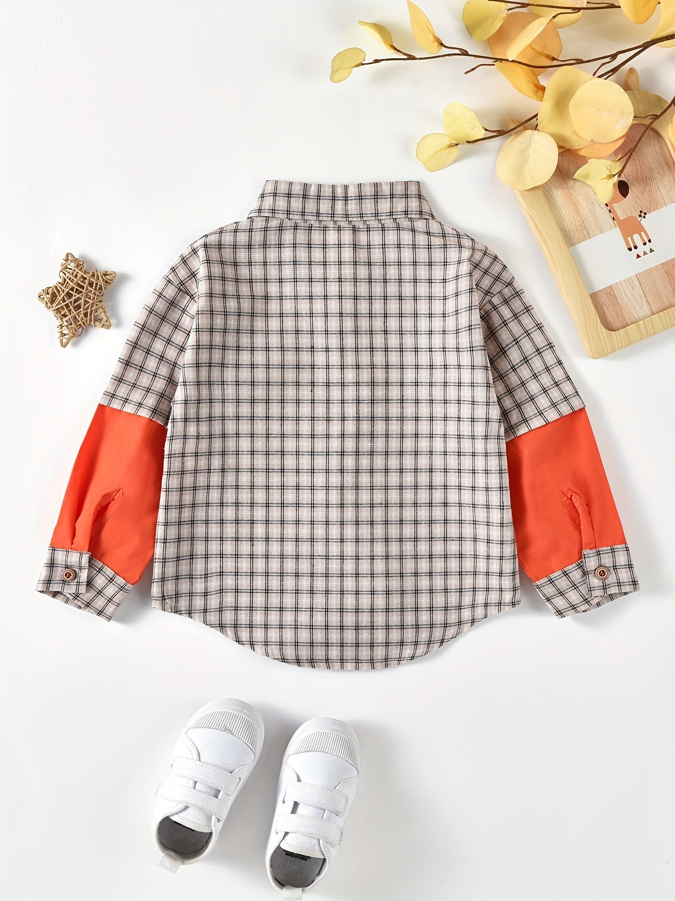 Boys Block Plaid Button Down Jacket Shirt, 3-10 Years Old