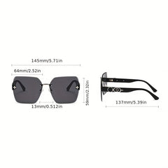 Large Rimless Sunglasses UV400 Sun Shades for Summer Beach Travel with Case