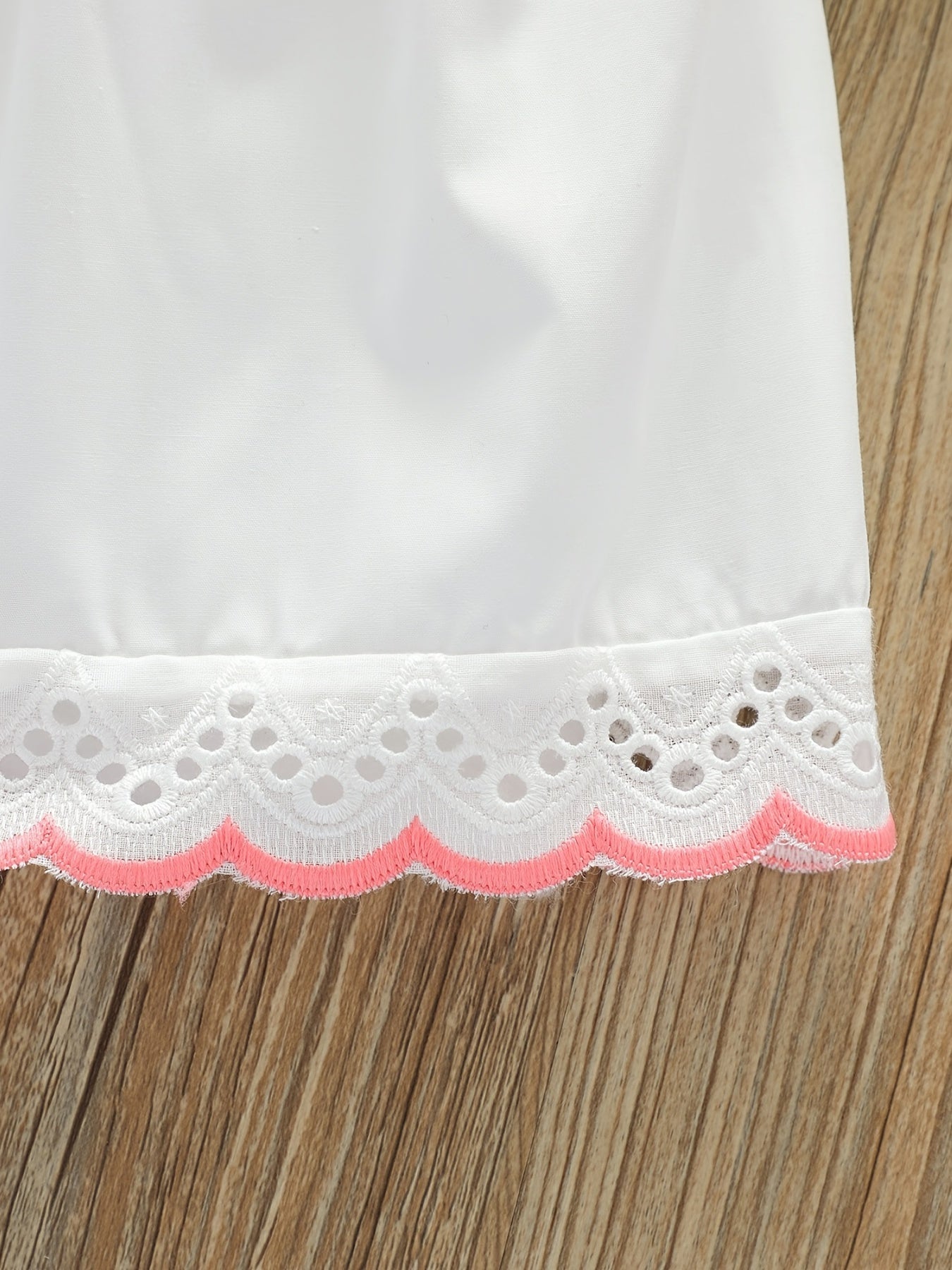 Girls Summer Embroidery Cut Out Lace Small Flying Sleeve Blouse
