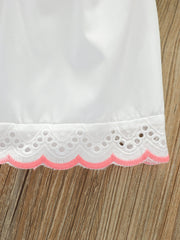 Girls Summer Embroidery Cut Out Lace Small Flying Sleeve Blouse