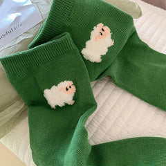 3 Pairs Cartoon Animal Print Socks Comfy Mid Tube Women's Stockings