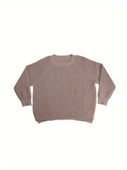  Casual Sweater Women's Plus Solid Long Sleeve Round Neck