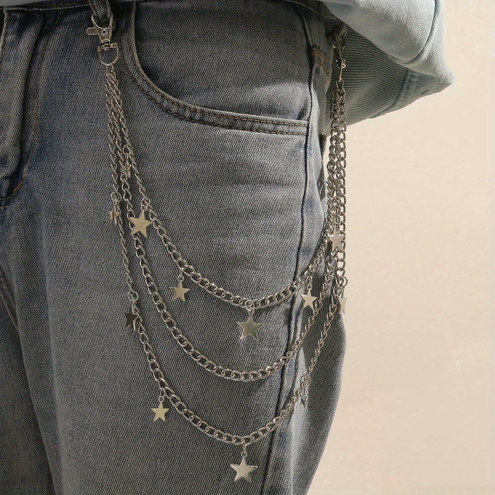 Pentagram Charm Layered Waist Chain Punk Pants Trousers Chain