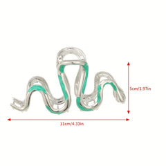 Metal Wavy Snake Silvery Hair Claw Clip Strong Hold Grip Hair Jaw Clip