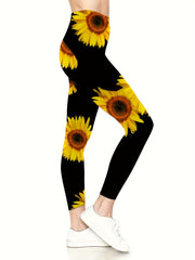 Sunflower Yoga Leggings With Pockets Women's High Waist