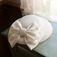 French Style Church Fascinator Hat Solid Bow Decor Derby Hat
