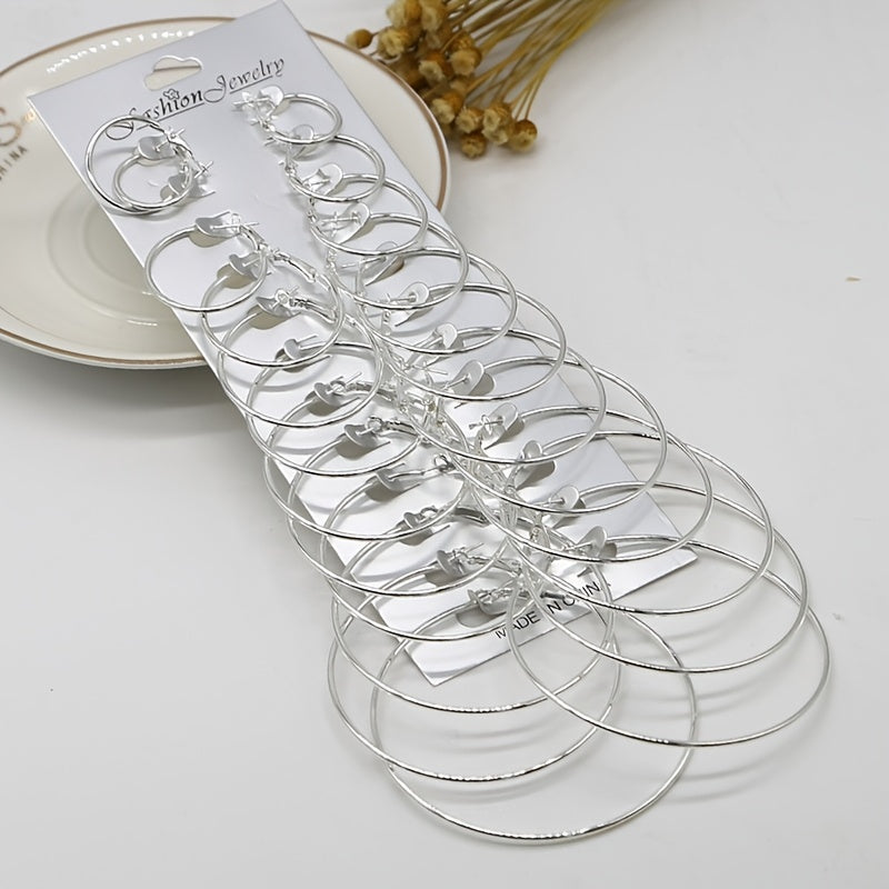 Hoop Earrings 12 Pairs Set Exaggerate Accessories For Women Girls Gift