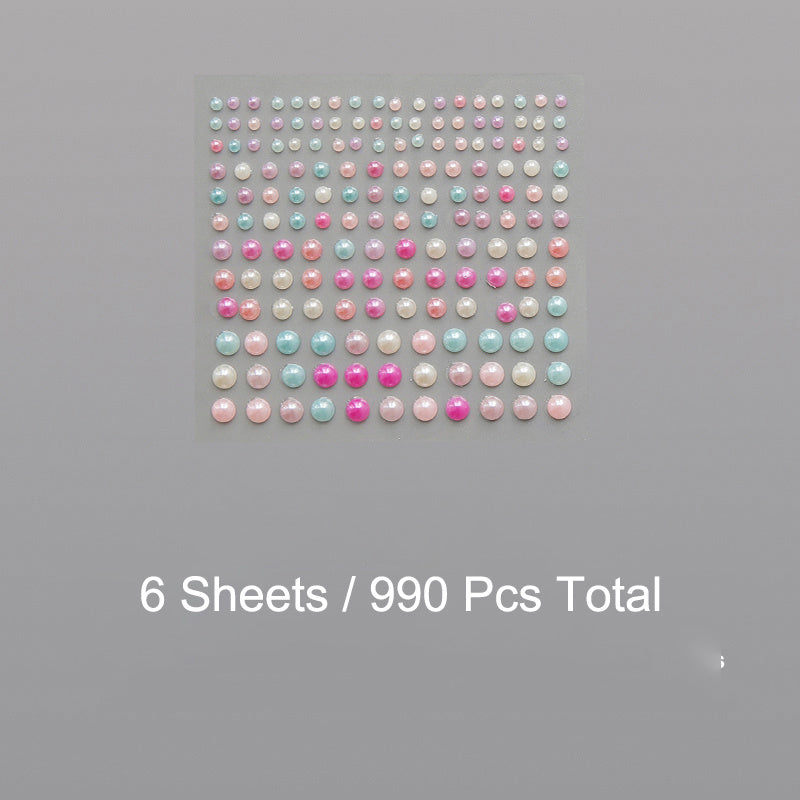 990pcs Self Adhesive Pearl Stickers for Crafts Beauty Home Decor 3-6mm