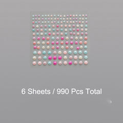 990pcs Self Adhesive Pearl Stickers for Crafts Beauty Home Decor 3-6mm