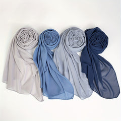 4pcs Chiffon Scarf Solid Hijab Thin Breathable Shawl Women Casual Headscarf