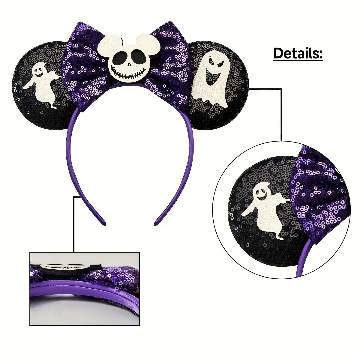 Mouse Ears Headband Bows Glitter Princess Decoration Cosplay Costume Girls