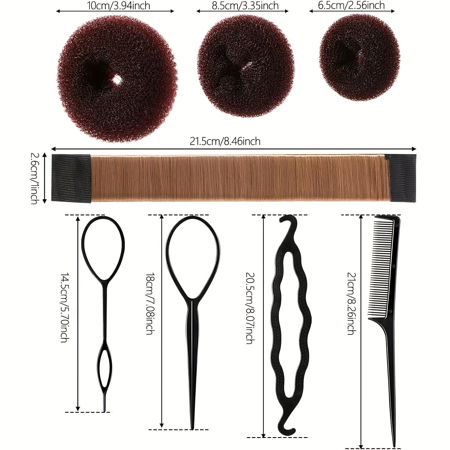 Hair Bun Shaper Set with Bun Donuts, Bun Markers, Ponytail Tools