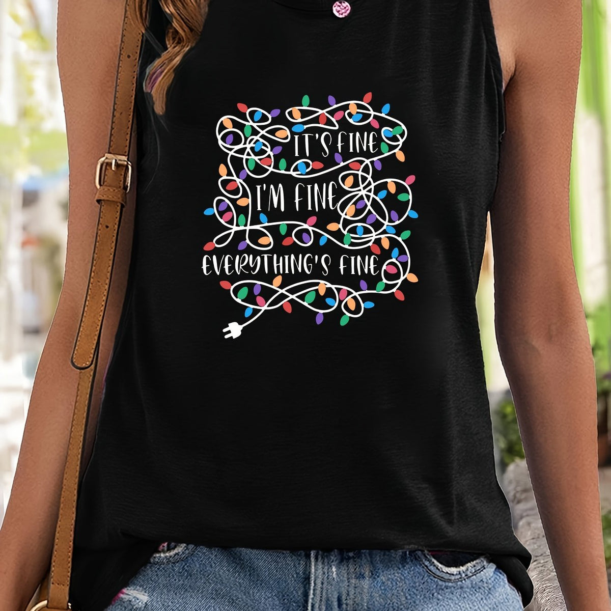 Christmas Fairy Lights & Letter Pattern Stretchy Sports Vest