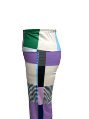 Patchwork Print High Rise Straight Leg Leggings