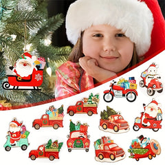 12pcs Red Truck Christmas Ornaments Snowman Xmas Tree Decorations