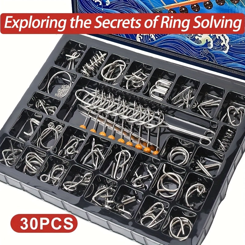 30pcs Puzzle Unlocking Tool Set Nine Link Chain Kongming Lock & Luban's Locks Ad