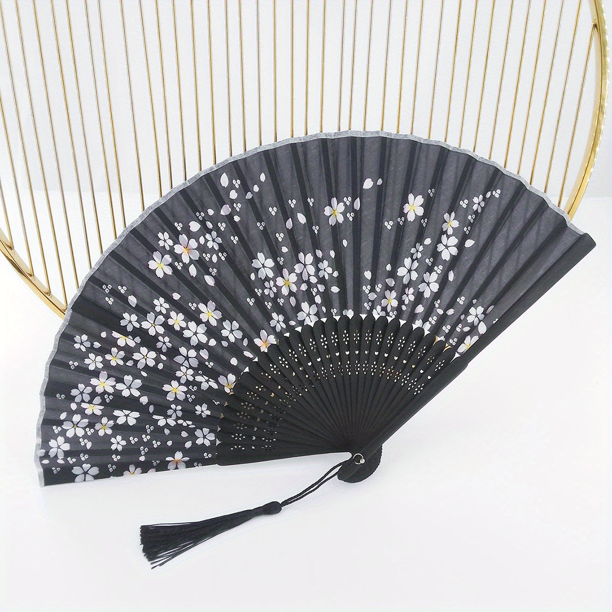 Vintage Flower Folding Fan Dance Performance Fan