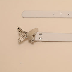 Butterfly Buckle Belt Beige PU Belt Casual Jeans Pants Belts