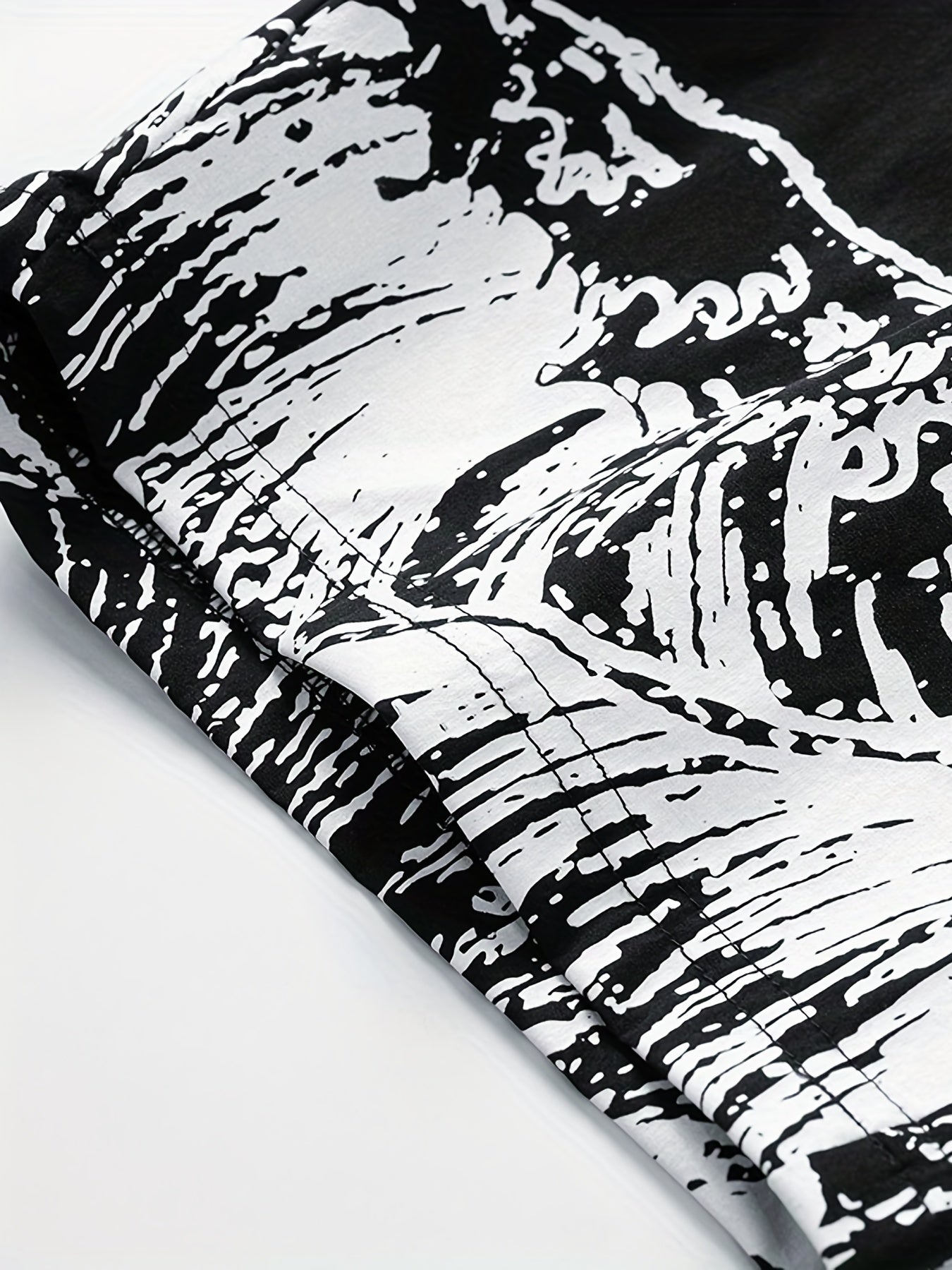 Men's Waves Print Drawstring Basketball Shorts Rapid Drying Gym Clothing