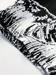 Men's Waves Print Drawstring Basketball Shorts Rapid Drying Gym Clothing