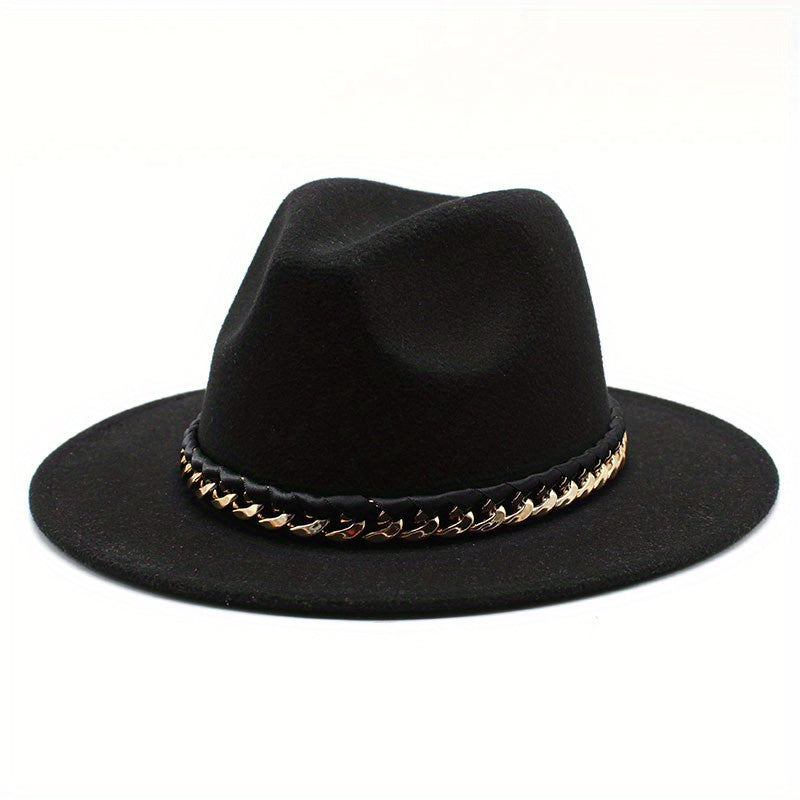 Men's Woolen Jazz Hat British Style Autumn Winter Large Brim Top Hat