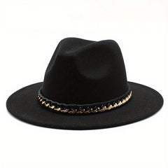 Men's Woolen Jazz Hat British Style Autumn Winter Large Brim Top Hat