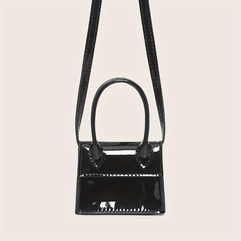Glossy Solid Mini Shoulder Bag PU Leather Crossbody Bag