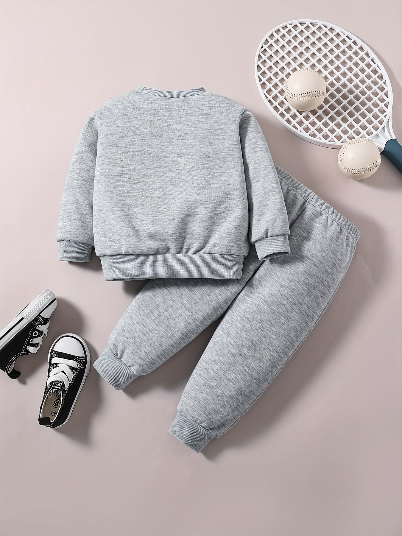 Baby Boy Casual Set Cartoon Graphic Sweatshirt Pants Outfit For Kids