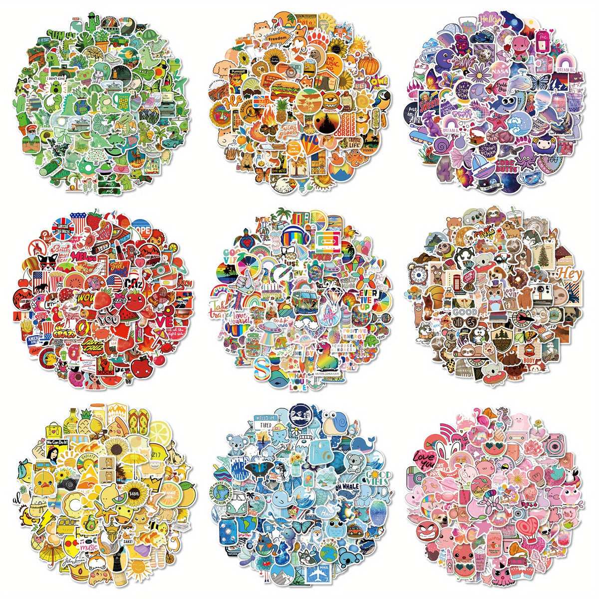 1000pcs Cartoon Colorful Doodle Stickers Water Cup Notebook Journal Decoration