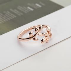 Leaf Shape Open Ring Adjustable Size Jewelry For Women Girls