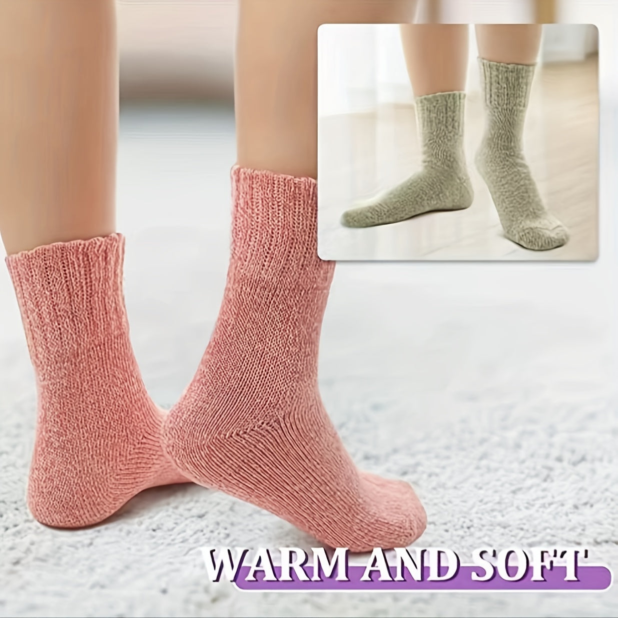 5 Pairs Thick Socks Soft Casual Sports Socks